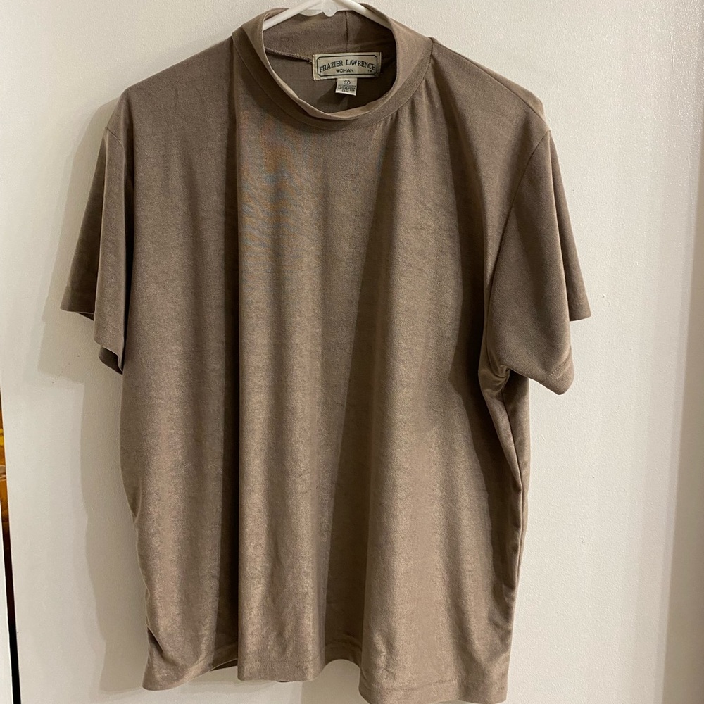 Vintage Frazier Lawrence mockneck taupe top size 1x